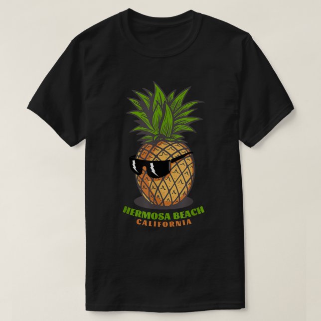Hermosa Beach California CA Ananas Sonnenbrille V T-Shirt (Design vorne)