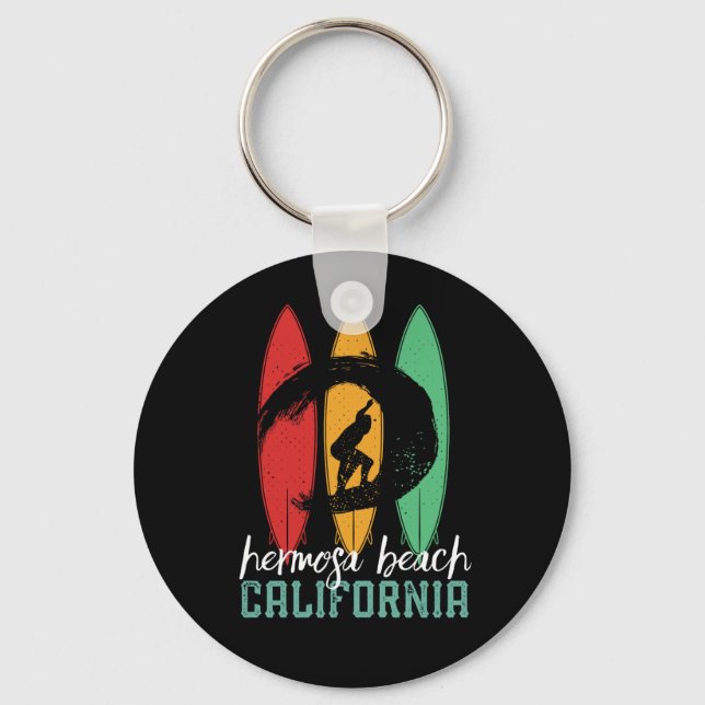 Hermosa Beach California Vintag Retro Surfing Schlüsselanhänger (Vorderseite)