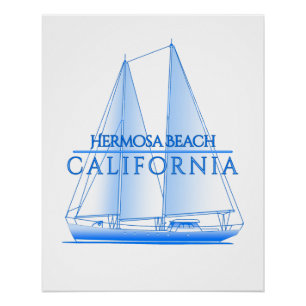 Hermosa Beach Coastal Nautical Segelschiff Poster