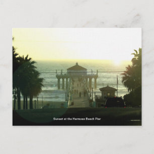 Hermosa Beach Pier Sunset Postcard Postkarte