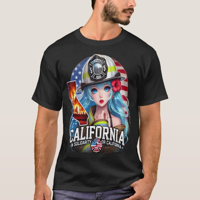 HERMOSA CHICA ANIME EN SOLIDARIDAD CON LOS ANGELES T-Shirt (Vorderseite)