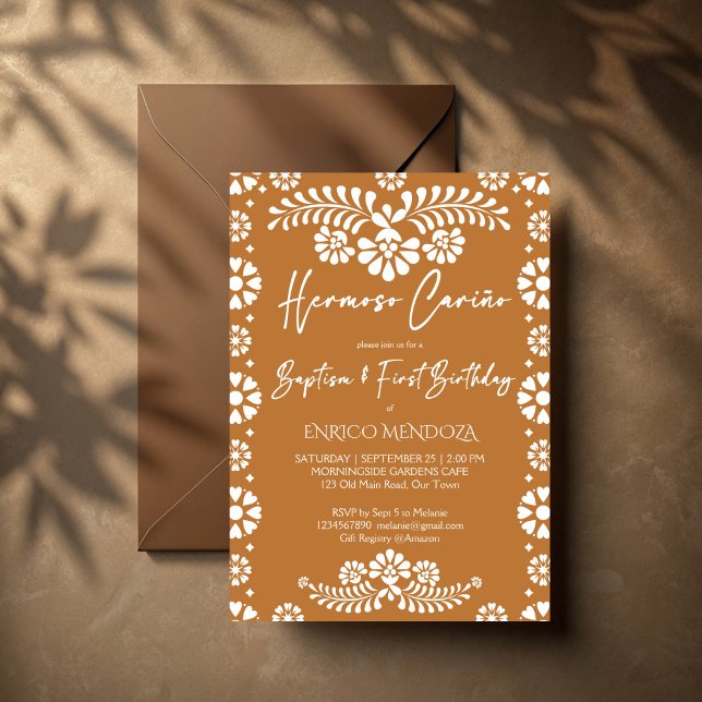 Hermoso carino terracotta Mexiko Geburtstag Einladung (Hermoso carino terracotta Mexican fiesta birthday party 
 baptism Invitation cards  template)