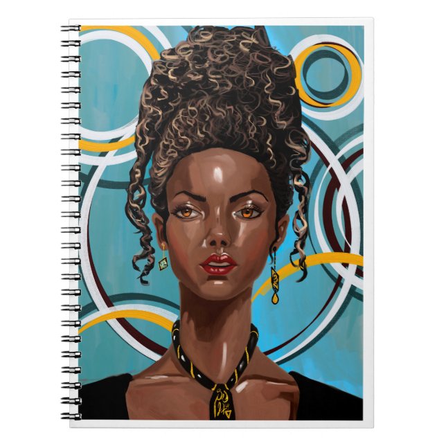 Hermoso retrato colorido de una mujer afro notizblock (Vorderseite)