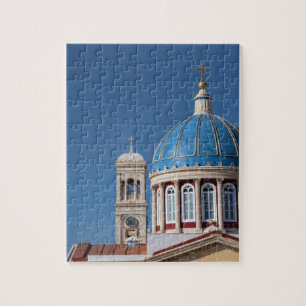 Hermoupolis, Syros-Insel, Griechenland. Blaue Kupp Puzzle