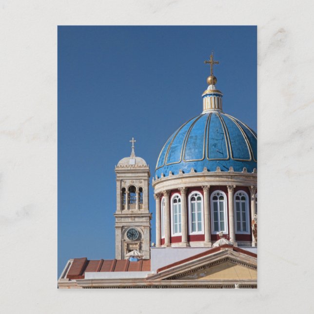 Hermoupolis, Syros Island, Griechenland. Blaue Kup Postkarte (Vorderseite)