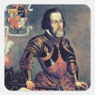 Hernando Cortes Quadratischer Aufkleber
