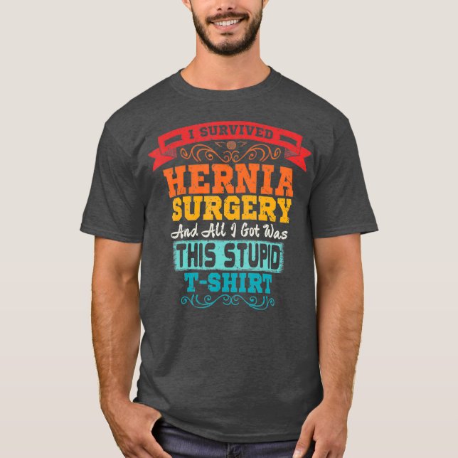 Hernia Operation Retro Survivor Post Erholung T-Shirt (Vorderseite)