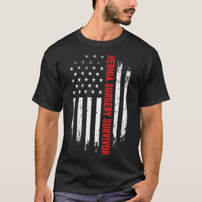 Hernia Operation Survivor American Flag Erholung h T-Shirt (Vorderseite)