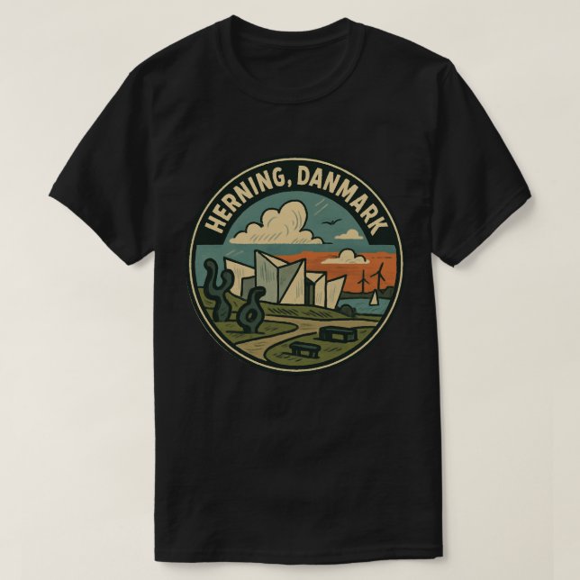 Herning Dänemark Moderne Kunst T-Shirt (Design vorne)