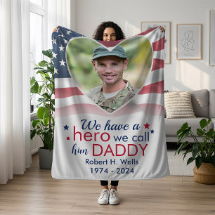 Hero Daddy Veteran Personalisiert America Flag Fleecedecke