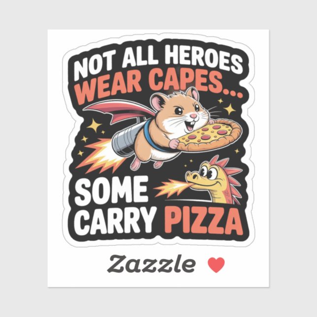 Hero Hamster Pizza Flight - Funny Jetpack Aufkleber (Blatt)