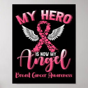 Hero ist jetzt mein Engel Rosa Brustkrebs Schleife Poster