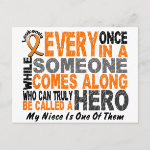 HERO KOMMT MIT 1 Nichte LEUKEMIA-T - Shirt Postkarte