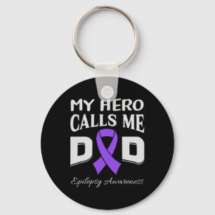 Hero nennt mich Vater Epilepsie Awareness Lila Rib Schlüsselanhänger