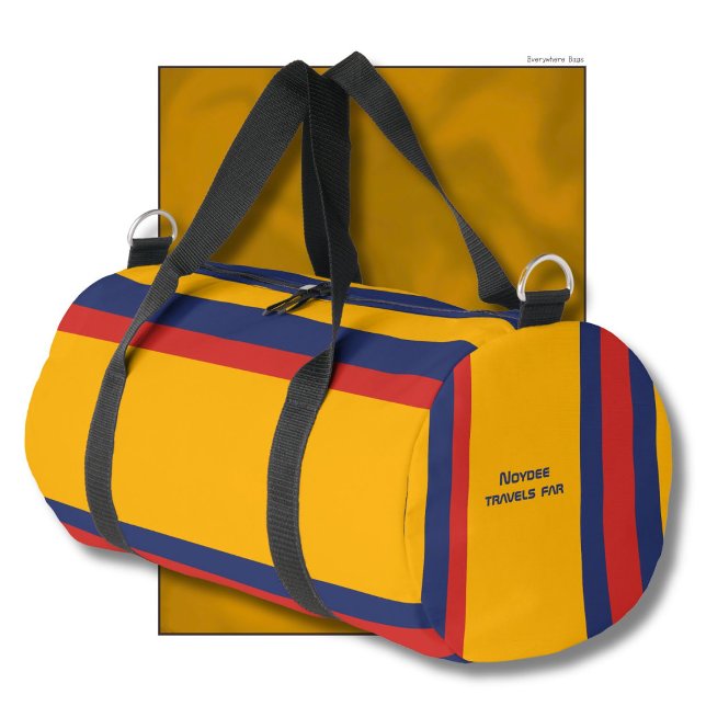 Hero Stripes Horizontal Lines Yellow Blue Red Duffle Bag (Von Creator hochgeladen)