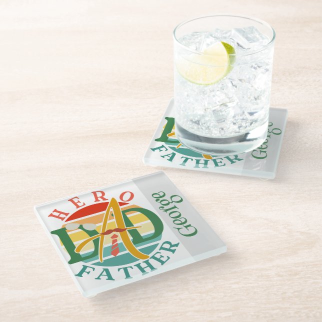 Hero Vater Fath Sunset Krawatte, Mustache & Sonnen Glasuntersetzer (Schrägansicht)