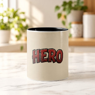 HERO Vintage-Comic-Lettering-Tasse Zweifarbige Tasse
