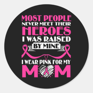 Heroes Ich trage rosa für meine Mama Brustkrebs Aw Runder Aufkleber