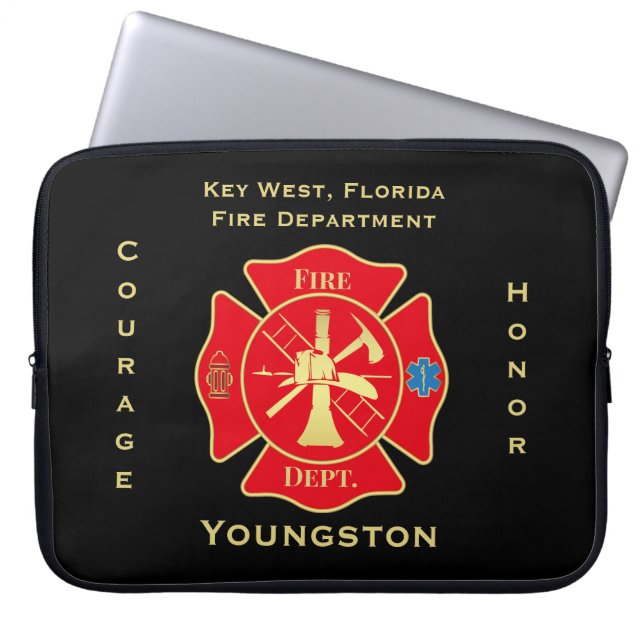 Heroic Firefighter Maltese Cross Design Laptopschutzhülle (Vorderseite)