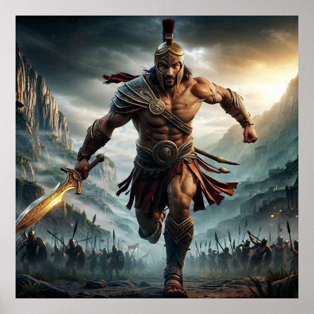 Heroische Bronze Epic Warrior Charming Digitale Ku Poster (Vorne)