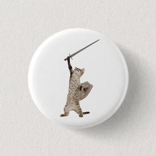 Heroische Kriegers-Ritter-Katze Button