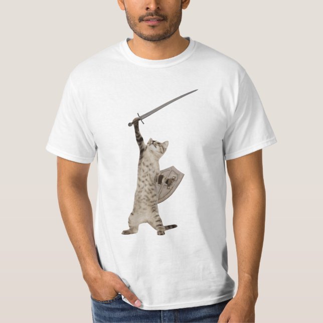 Heroische Kriegers-Ritter-Katze T-Shirt (Vorderseite)