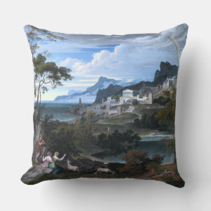 Heroische Landschaft mit Regenbogen Kissen