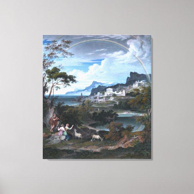 Heroische Landschaft mit Regenbogen Leinwanddruck (Vorderseite)