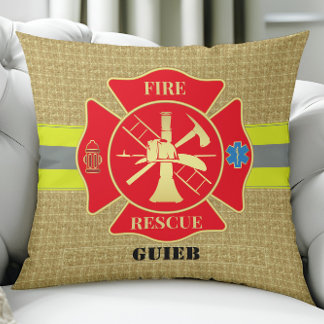 Heroischer Feuerwehrmann, Malteser Cross Design Kissen