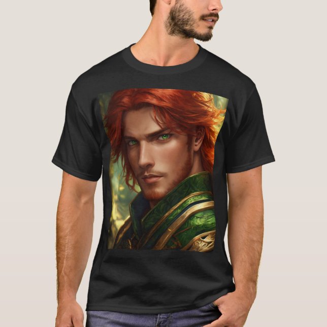 Heroischer Rothaariger Schwertfantasy-T - Shirt (Vorderseite)