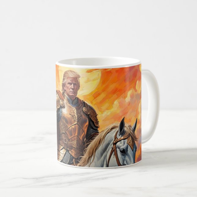 Heroischer Trump-Krieger in Goldener Rüstung Kaffeetasse (VorderseiteRechts)
