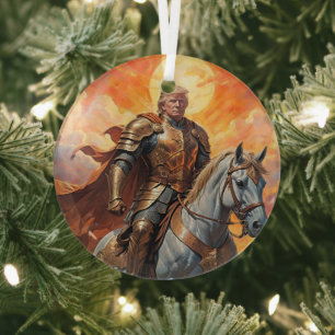Heroischer Trump-Krieger in Goldener Rüstung Ornament Aus Glas