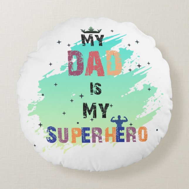 Heroischer Vater Vibes Cotton Rundes Kissen (Vorderseite)