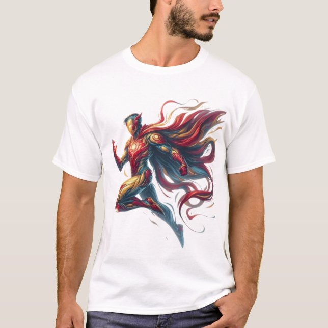 Heroisches Glühen: Handgemalte Superheld Art T - S T-Shirt (Vorderseite)