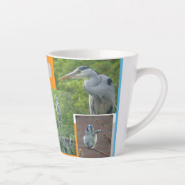 Heron and Little Bird Collage Latte Tasse