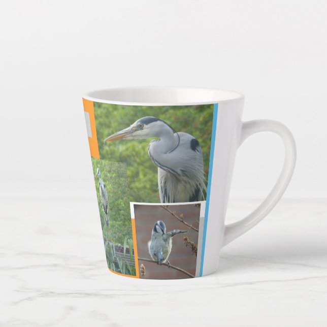 Heron and Little Bird Collage Latte Tasse (Rechts)