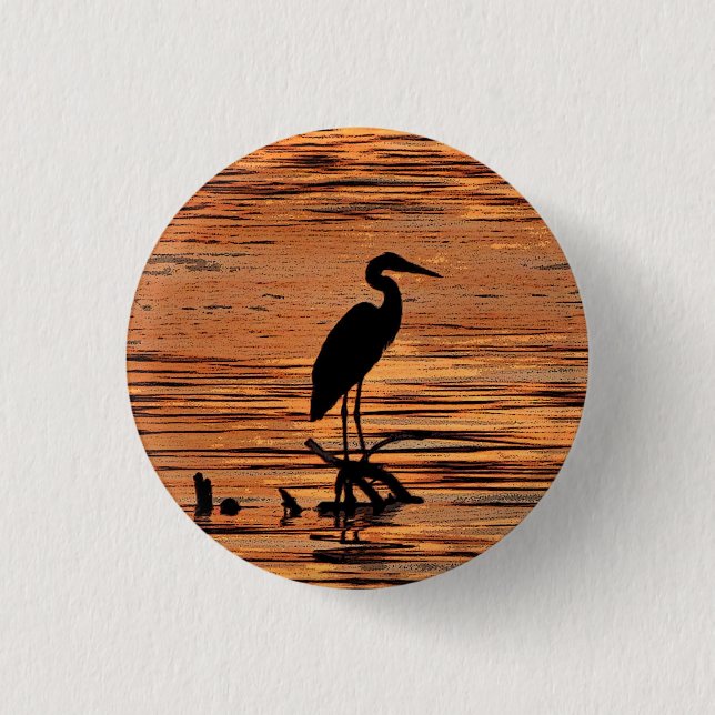 Heron bei Sunset Button (Vorderseite)
