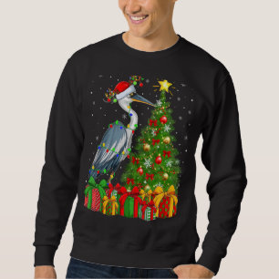 Heron Bird Xmas Holiday Santa Heron Christmas Tor Sweatshirt