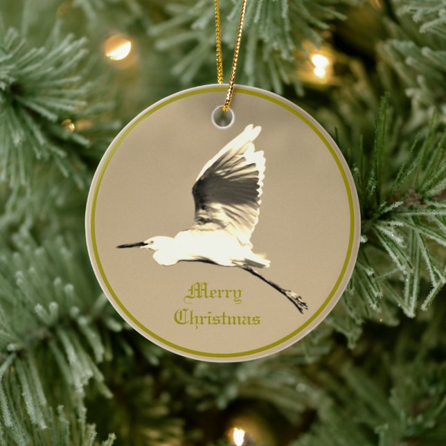 Heron Flying Foto Keramik Ornament (Baum)