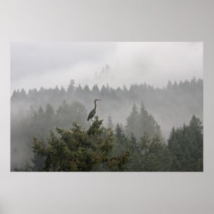 Heron in einer malerischen Bergwelt Poster