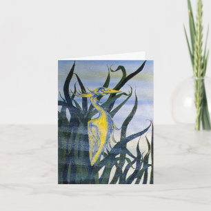 Heron in Reeds Note Card Karte