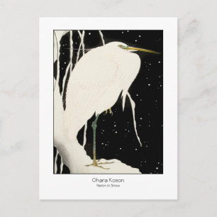 Heron in Snow - Ohara Koson + Titel - Vintage Kuns Postkarte