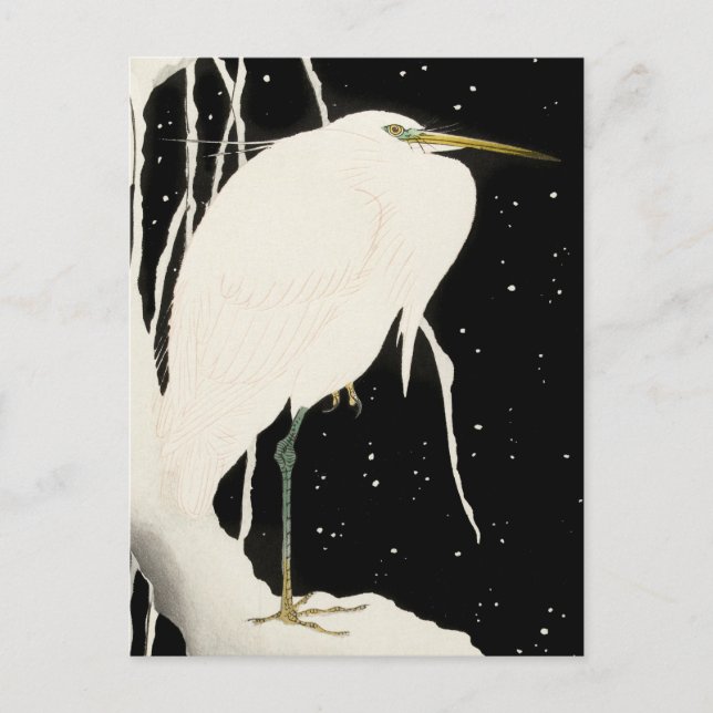 Heron in Snow - Ohara Koson - Vintage Kunst Postkarte (Vorderseite)