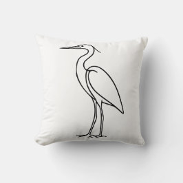 Heron Line Art – Minimalist Bird Illustration  Kissen