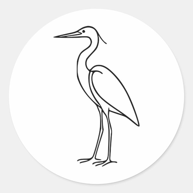 Heron Line Art – Minimalist Bird Illustration  Runder Aufkleber (Vorderseite)