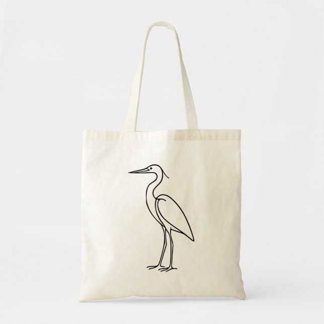 Heron Line Art – Minimalist Bird Illustration  Tragetasche (Vorne)