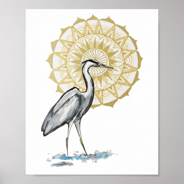 Heron Mandala 8x10 Print Poster (Vorne)