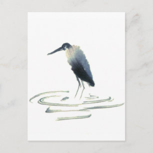 Heron Meditation, Sumi-e Great Blue Heron Postkarte