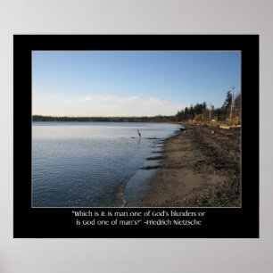 Heron mit Nietzsche Zitat Poster