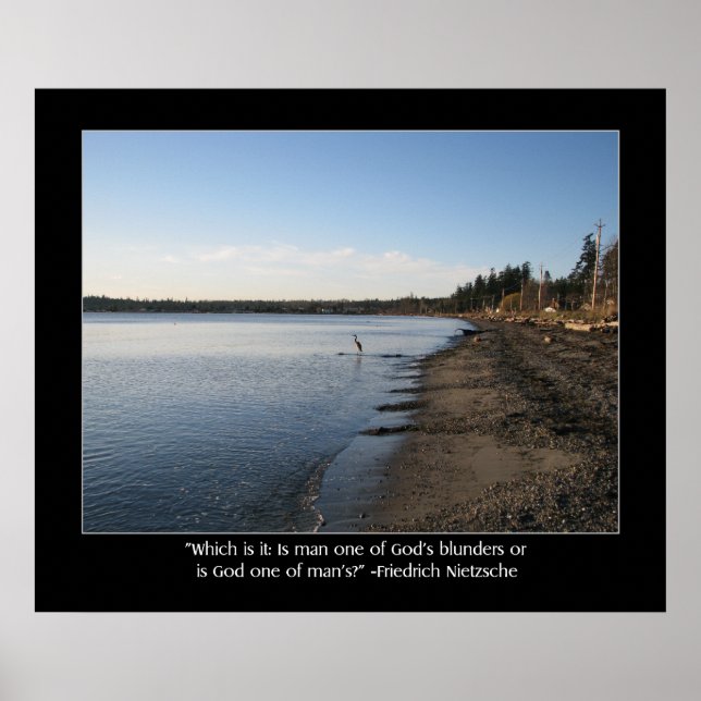 Heron mit Nietzsche Zitat Poster (Vorne)